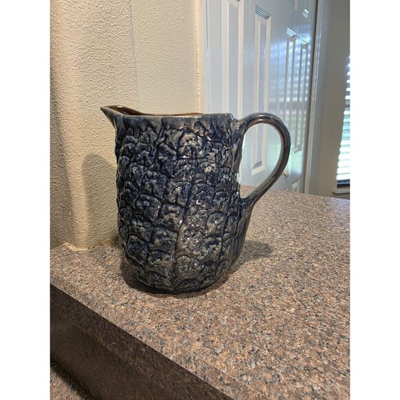 BBP Beaumont Bros Pottery Blue Gray Stoneware Pineapple Pitcher 7" 1998 - Picture 1 of 8